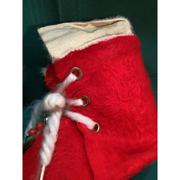 Vintage 1960s Santa's Red Christmas Boot Cloth Decoration To Fill With Goodies - Picture 8 of 10